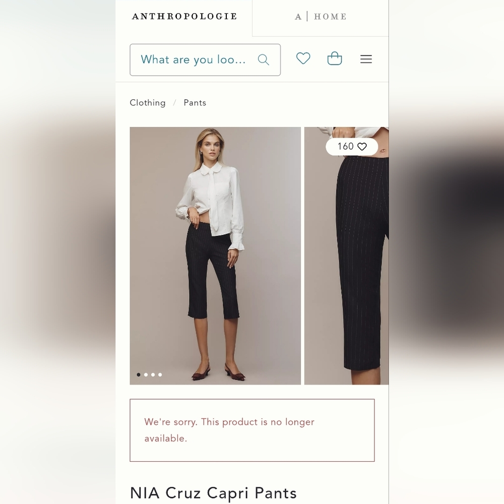 **SOLD**NWTAnthropologie NIA Black Pinstripe Capri Pants